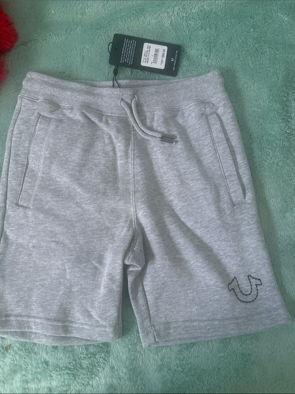 True Religion Heather Gray Knit Drawstring Shorts